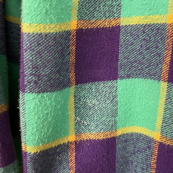 OBEY Mens Medium Plaid Green Purple Button Down Shirt One Pocket Casual Shirt - Picture 8 of 10